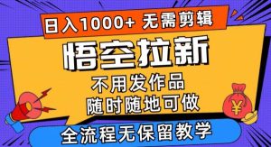 （11830期）悟空拉新日入1000+无需剪辑当天上手，一部手机随时随地可做，全流程无…-旺仔资源库