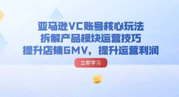 （11848期）亚马逊VC账号核心玩法，拆解产品模块运营技巧，提升店铺GMV，提升运营利润-旺仔资源库