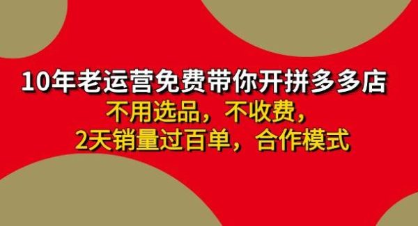 （11853期）拼多多 最新合作开店日收4000+两天销量过百单，无学费、老运营代操作、…-旺仔资源库