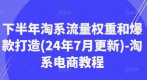 下半年淘系流量权重和爆款打造(24年7月更新)-淘系电商教程-旺仔资源库