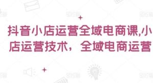 抖音小店运营全域电商课，​小店运营技术，全域电商运营-旺仔资源库