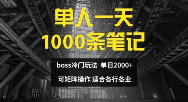 单人一天1000条笔记，日入2000+，BOSS直聘的正确玩法【揭秘】-旺仔资源库