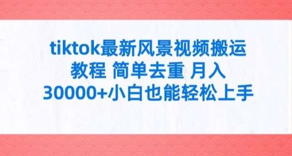 tiktok最新风景视频搬运教程 简单去重 月入3W+小白也能轻松上手【揭秘】-旺仔资源库