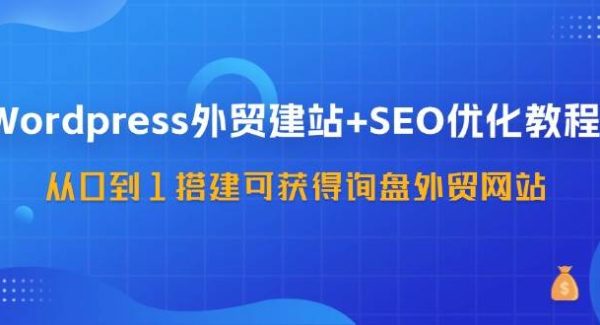 WordPress外贸建站+SEO优化教程，从0到1搭建可获得询盘外贸网站（57节课）-旺仔资源库