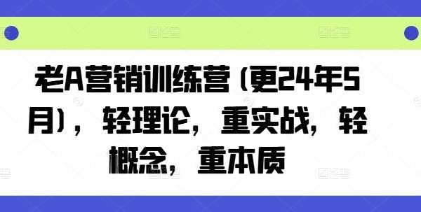 老A营销训练营(更24年7月)，轻理论，重实战，轻概念，重本质-旺仔资源库