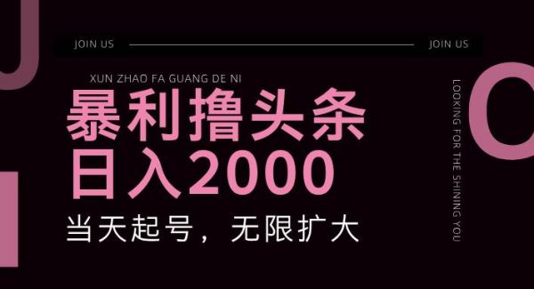 （11929期）暴力撸头条，单号日入2000+，可无限扩大-旺仔资源库