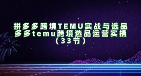 （11934期）拼多多跨境TEMU实战与选品，多多temu跨境选品运营实操（33节）-旺仔资源库