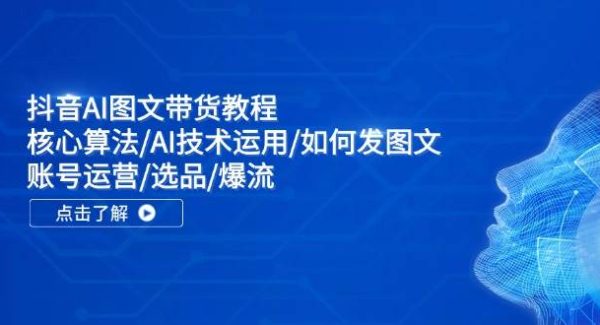 抖音AI图文带货教程：核心算法/AI技术运用/如何发图文/账号运营/选品/爆流-旺仔资源库