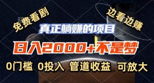 （11979期）免费看剧，边看边赚，日入2000+不是梦，一个真正的躺赚项目-旺仔资源库