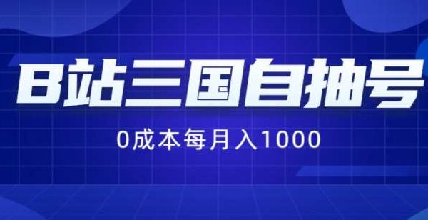 B站三国自抽号项目，0成本纯手动，每月稳赚1000【揭秘】-旺仔资源库