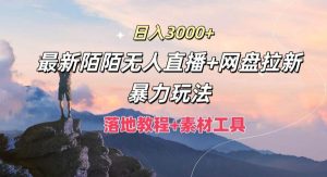 日入3000+，最新陌陌无人直播+网盘拉新暴力玩法，落地教程+素材工具-旺仔资源库