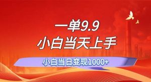 （11997期）一单9.9，一天轻松上百单，不挑人，小白当天上手，一分钟一条作品-旺仔资源库