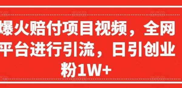 爆火赔付项目视频，全网平台进行引流，日引创业粉1W+【揭秘】-旺仔资源库