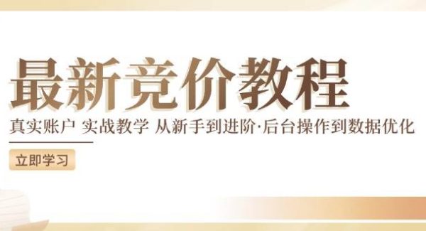 最新真实账户实战竞价教学，从新手到进阶，从后台操作到数据优化-旺仔资源库