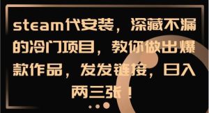 steam代安装，深藏不漏的冷门项目，教你做出爆款作品，发发链接，日入两三张！-旺仔资源库