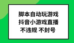 脚本自动玩游戏,抖音小游戏直播,不违规不封号可批量做【揭秘】-旺仔资源库
