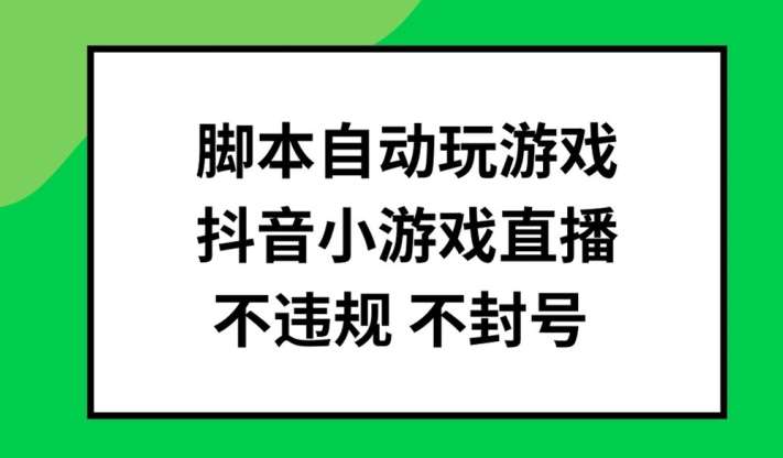 脚本自动玩游戏，抖音小游戏直播，不违规不封号可批量做【揭秘】-旺仔资源库