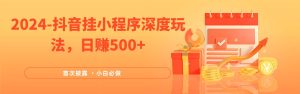 2024全网首次披露，抖音挂载小程序（emo）深度玩法，日赚500+-旺仔资源库