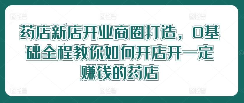 药店新店开业商圈打造，0基础全程教你如何开店开一定赚钱的药店-旺仔资源库