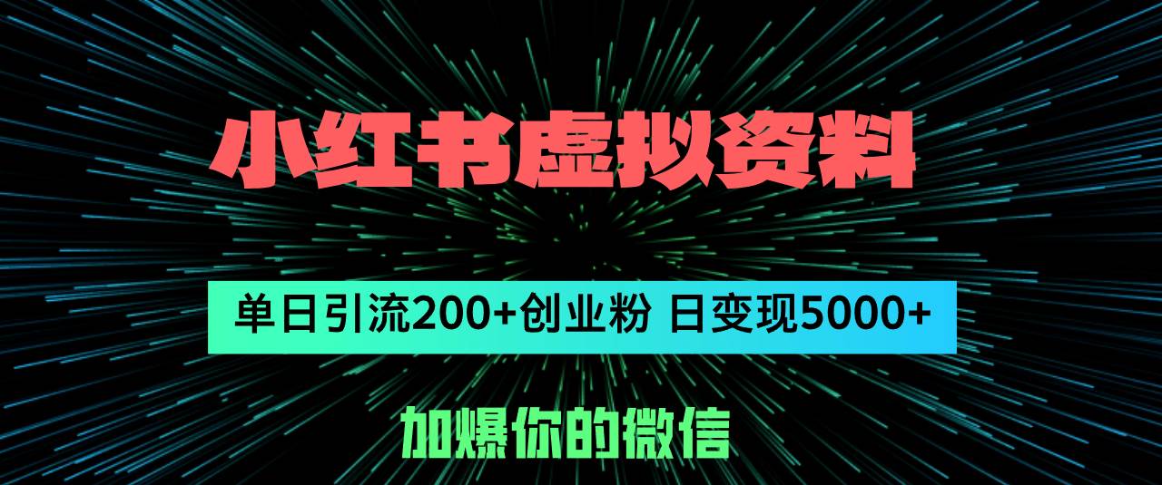 （12164期）小红书虚拟资料日引流200+创业粉，单日变现5000+-旺仔资源库