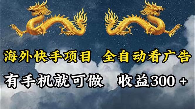 （12175期）海外快手项目，利用工具全自动看广告，每天轻松 300+-旺仔资源库