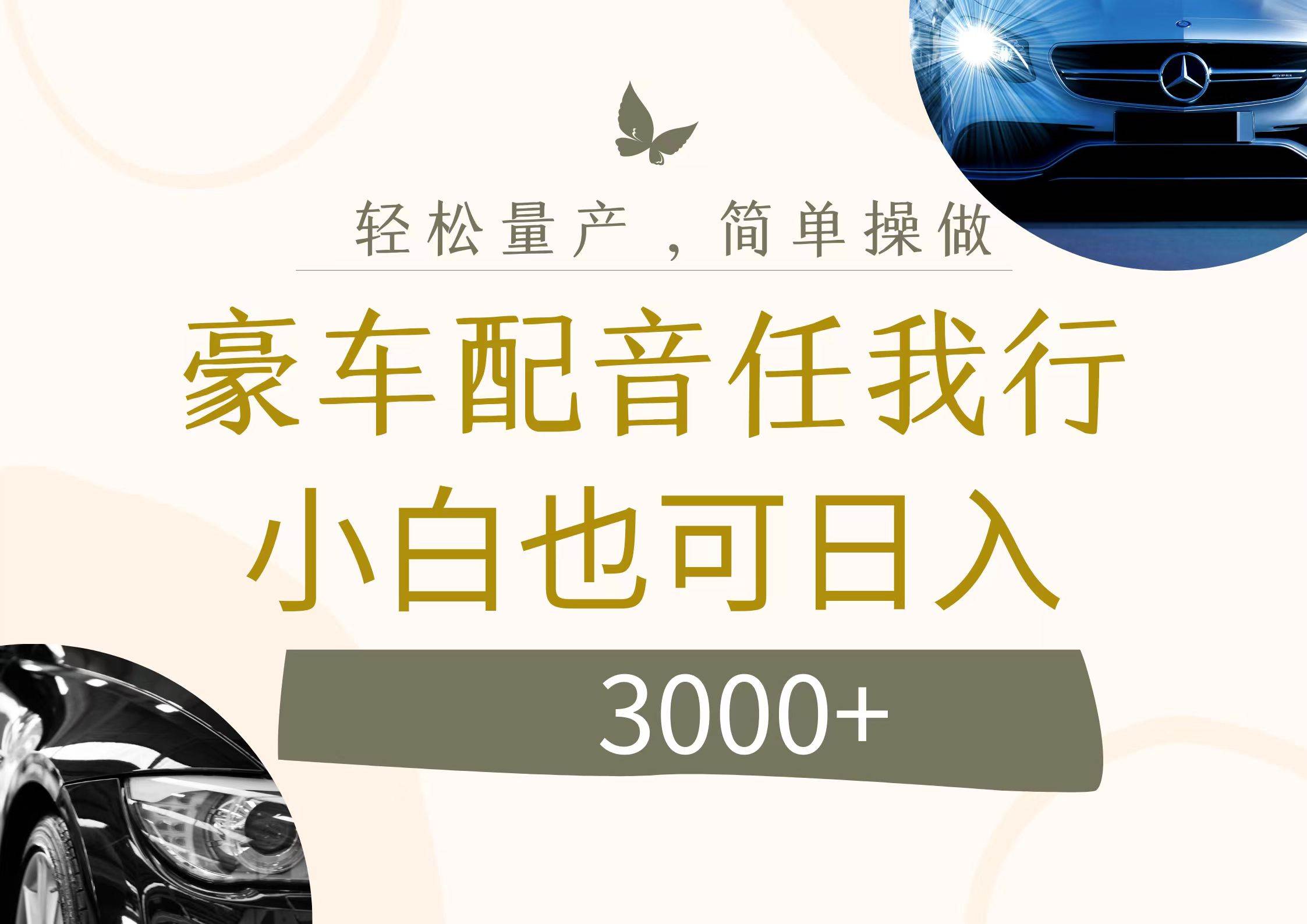 （12206期）不为人知的暴力小项目，豪车配音，日入3000+-旺仔资源库