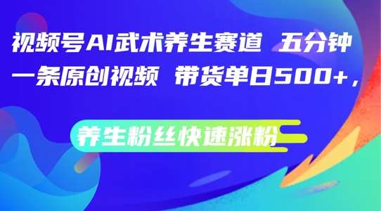 视频号AI武术养生赛道，五分钟一条原创视频，带货单日几张，养生粉丝快速涨粉【揭秘】-旺仔资源库