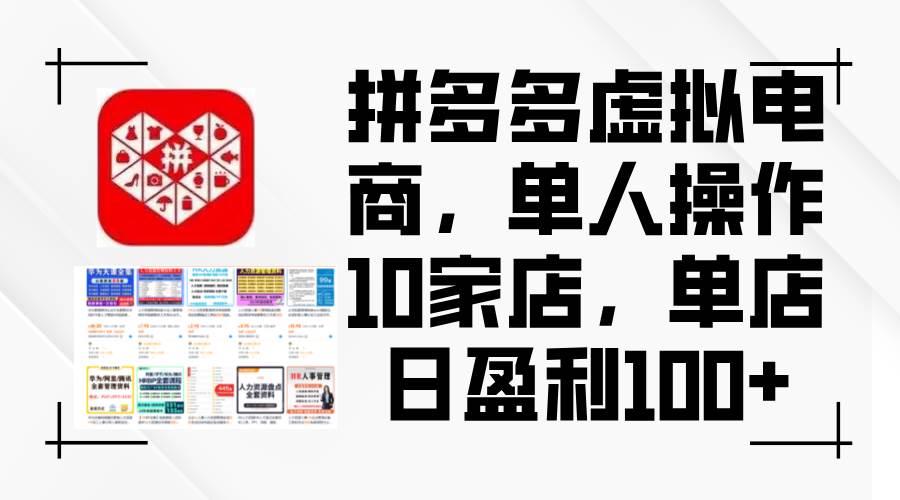 （12267期）拼多多虚拟电商，单人操作10家店，单店日盈利100+-旺仔资源库