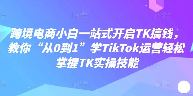 跨境电商小白一站式开启TK搞钱，教你“从0到1”学TikTok运营轻松掌握TK实操技能-旺仔资源库