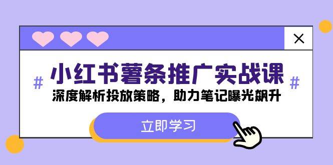 （12289期）小红书-薯 条 推 广 实战课：深度解析投放策略，助力笔记曝光飙升-旺仔资源库