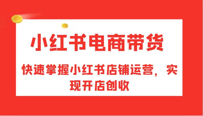 小红书电商带货，快速掌握小红书店铺运营，实现开店创收-旺仔资源库