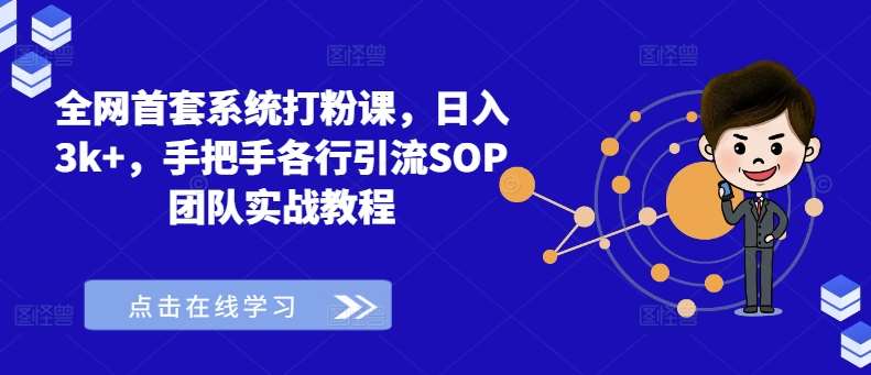 全网首套系统打粉课，日入3k+，手把手各行引流SOP团队实战教程-旺仔资源库