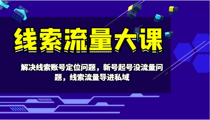 线索流量大课-解决线索账号定位问题，新号起号没流量问题，线索流量导进私域-旺仔资源库