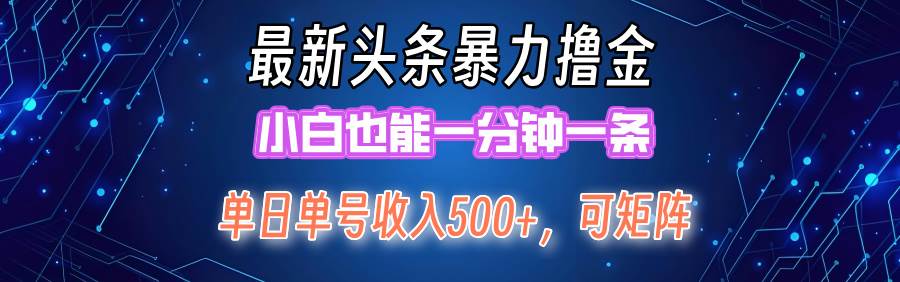 （12380期）最新暴力头条掘金日入500+，矩阵操作日入2000+ ，小白也能轻松上手！-旺仔资源库