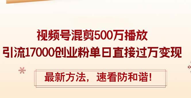 （12391期）精华帖视频号混剪500万播放引流17000创业粉，单日直接过万变现，最新方…-旺仔资源库