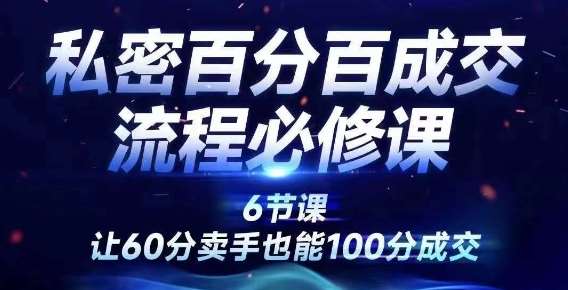 私密百分百成交流程线上训练营，绝对成交，让60分卖手也能100分成交-旺仔资源库