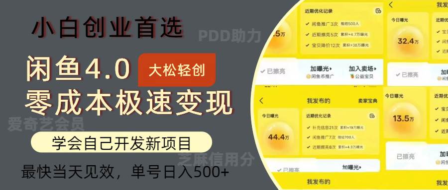 （12434期）闲鱼0成本极速变现项目，多种变现方式 单号日入500+最新玩法-旺仔资源库