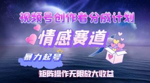 （12461期）视频号创作者分成项目之情感赛道，暴力起号，实现税后月入3W+矩阵操作…-旺仔资源库