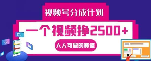 视频号分成计划，一个视频挣2500+，人人可做的赛道【揭秘】-旺仔资源库