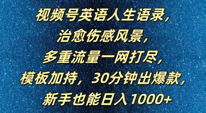 视频号英语人生语录，多重流量一网打尽，模板加持，30分钟出爆款，新手也能日入1000+【揭秘】-旺仔资源库