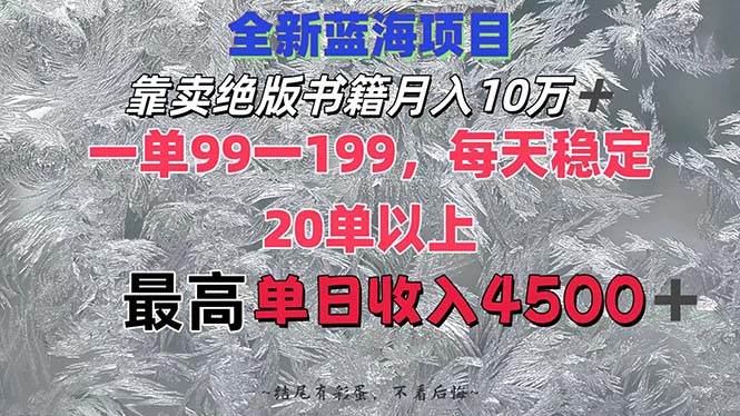 （12512期）靠卖绝版书籍月入10W+,一单99-199，一天平均20单以上，最高收益日入4500+-旺仔资源库