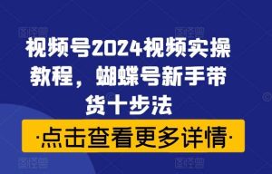 视频号2024视频实操教程，蝴蝶号新手带货十步法-旺仔资源库