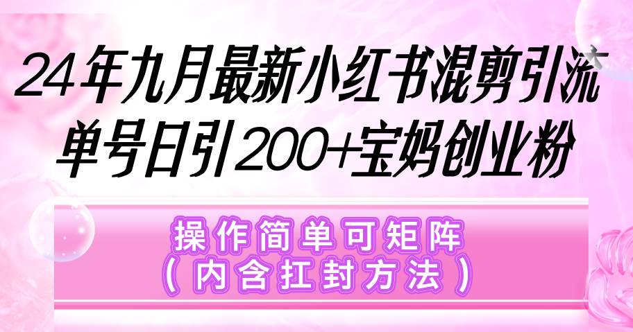 （12530期）小红书混剪引流，单号日引200+宝妈创业粉，操作简单可矩阵（内含扛封…-旺仔资源库