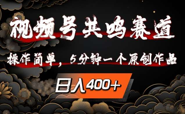 视频号共鸣赛道，操作简单，5分钟1个原创作品，日入几张【揭秘】-旺仔资源库