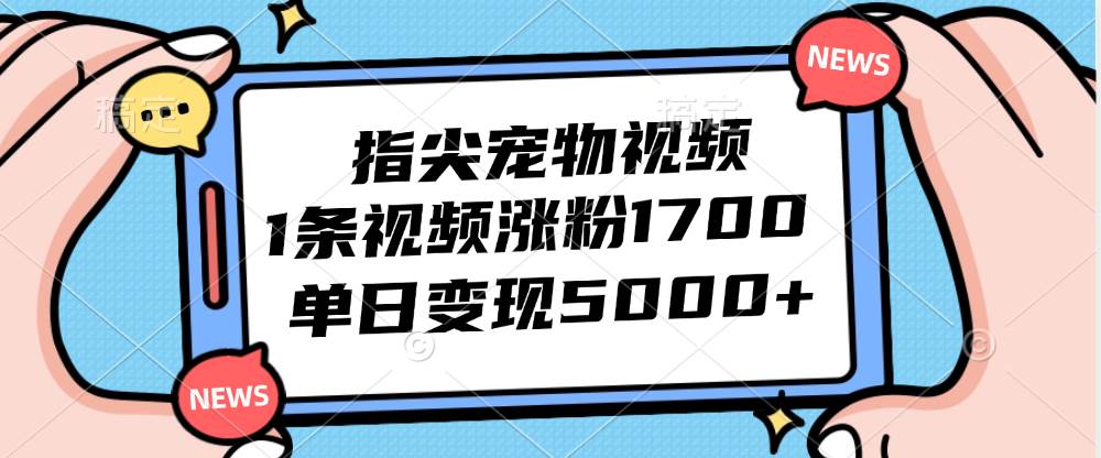 （12549期）指尖宠物视频，1条视频涨粉1700，单日变现5000+-旺仔资源库