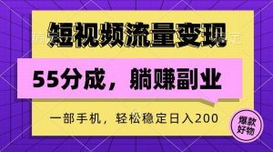 短视频流量变现，一部手机躺赚项目,轻松稳定日入200-旺仔资源库