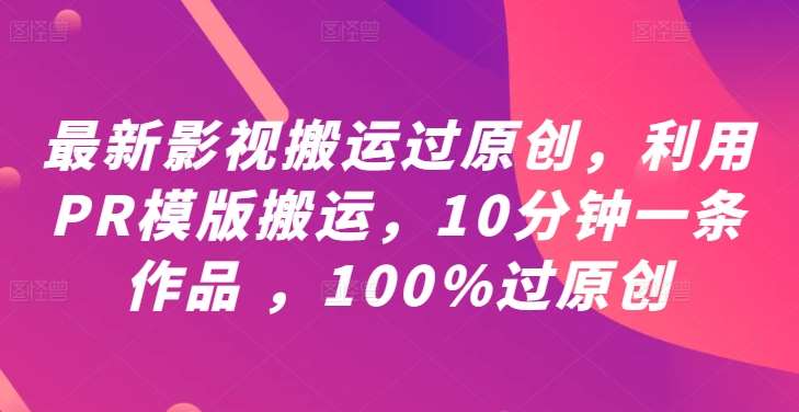 最新影视搬运过原创，利用PR模版搬运，10分钟一条作品 ，100%过原创【教程+PR模板】-旺仔资源库