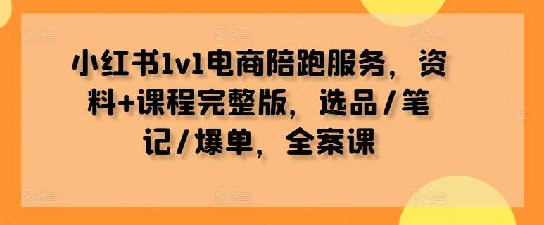 小红书1v1电商陪跑服务，资料+课程完整版，选品/笔记/爆单，全案课-旺仔资源库