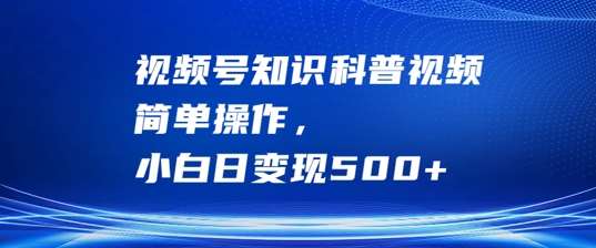 视频号知识科普视频，简单操作，小白日变现500+【揭秘】-旺仔资源库