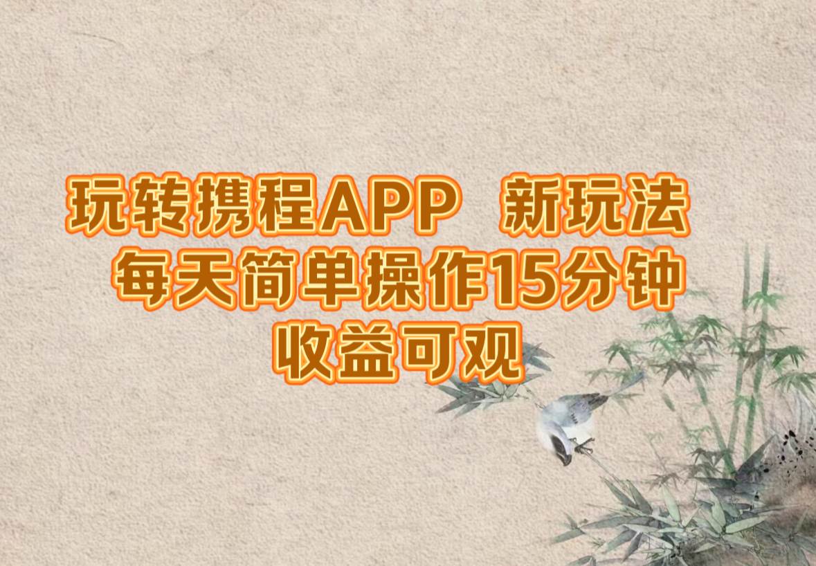 （12705期）玩转携程APP，新玩法，每天简单操作15分钟，收益可观-旺仔资源库